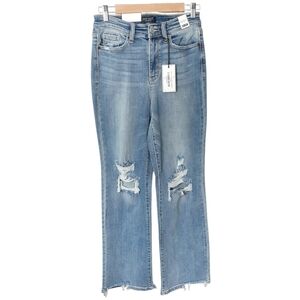 Judy Blue Light Blue Distressed Flare Jeans.Size 3/26. New With Tags. 31" Inseam